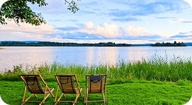 Chairs on shore