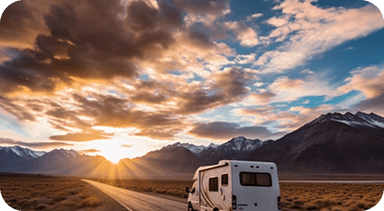 Camper at sunset